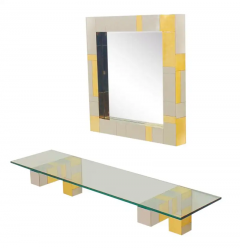 Paul Evans Mid Century Paul Evans Wall Mirror Console Table Shelf in Brass Chrome - 2518315