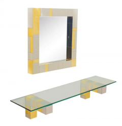 Paul Evans Mid Century Paul Evans Wall Mirror Console Table Shelf in Brass Chrome - 2518316