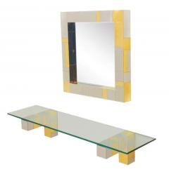 Paul Evans Mid Century Paul Evans Wall Mirror Console Table Shelf in Brass Chrome - 3723591