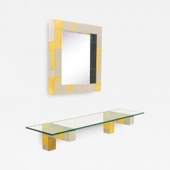 Paul Evans Mid Century Paul Evans Wall Mirror Console Table Shelf in Brass Chrome - 3728401