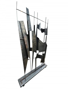 Paul Evans Monumental Abstract Brutalist Steel Floor Sculpture or Room Divider Screen - 2527818