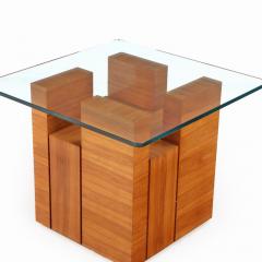 Paul Evans Pair of bleached mahogany glass end tables in manner of Paul Evans C 1980  - 4226721