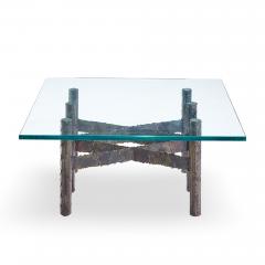 Paul Evans Paul Evans Brutalist Mid Century Patinated Steel and Bronze Coffee Table - 4562104