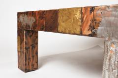 Paul Evans Paul Evans Brutalist Mixed Metals Patchwork Coffee Table with Exotic Slate Top - 990312