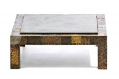 Paul Evans Paul Evans Brutalist Patchwork of Metals Slate Top Coffee Table c 1970s - 4349575