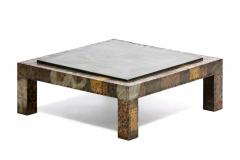 Paul Evans Paul Evans Brutalist Patchwork of Metals Slate Top Coffee Table c 1970s - 4349576