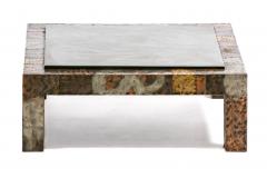 Paul Evans Paul Evans Brutalist Patchwork of Metals Slate Top Coffee Table c 1970s - 4349577