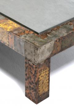 Paul Evans Paul Evans Brutalist Patchwork of Metals Slate Top Coffee Table c 1970s - 4349579