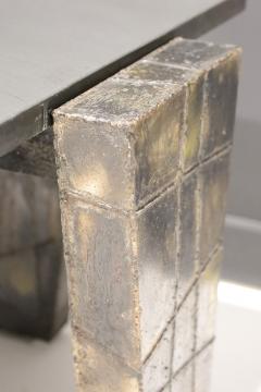 Paul Evans Paul Evans Brutalist Side Table Welded Metal and Slate Top Signed and dtd 1977 - 2589309