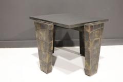 Paul Evans Paul Evans Brutalist Side Table Welded Metal and Slate Top Signed and dtd 1977 - 2589311