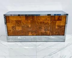 Paul Evans Paul Evans Burl and Chrome Cityscape Credenza Directional Signed 1970s - 3176457