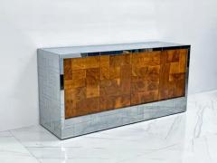 Paul Evans Paul Evans Burl and Chrome Cityscape Credenza Directional Signed 1970s - 3176558