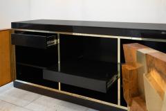 Paul Evans Paul Evans Burled Walnut and Brass Faceted Cabinet USA 1980 - 2936288