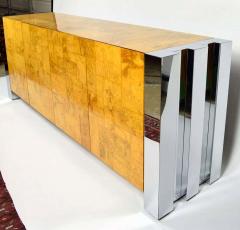 Paul Evans Paul Evans Cityscape Console in Burl Wood and Chrome - 1269886
