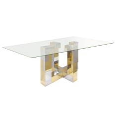Paul Evans Paul Evans Cityscape Dining Table in Tessellated Chrome and Brass 1970s - 1695000