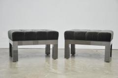 Paul Evans Paul Evans Cityscape Stools in Gunmetal Patchwork with New Mohair - 453159