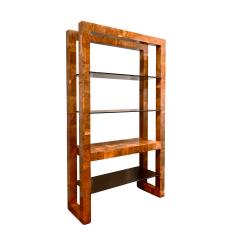 Paul Evans Paul Evans Etagere Writing Desk in Walnut Burl with Bronze Glass Shelves 1973 - 2711693