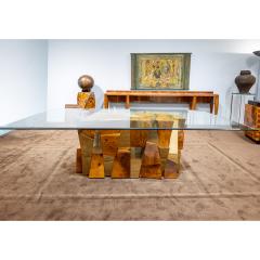 Paul Evans Paul Evans Iconic Faceted Dining Table in Walnut Burl and Polished Brass 1970 - 2719259