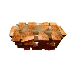 Paul Evans Paul Evans Iconic Faceted Dining Table in Walnut Burl and Polished Brass 1970 - 2719261