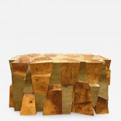 Paul Evans Paul Evans Iconic Faceted Dining Table in Walnut Burl and Polished Brass 1970 - 2724763