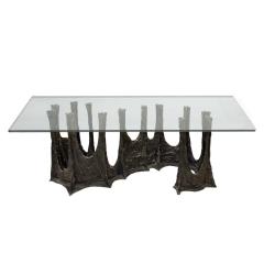 Paul Evans Paul Evans Iconic Sculptured Bronze Dining Table 1970 Signed and Dated  - 3895721