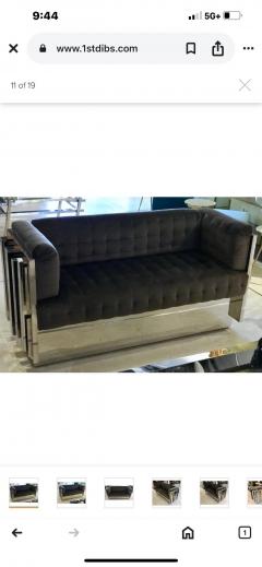 Paul Evans Paul Evans Inspired Cubist Chrome Loveseat Or Sofa - 4224768