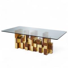 Paul Evans Paul Evans Mid Century Cityscape Burlwood and Brass Dining Table - 4256917