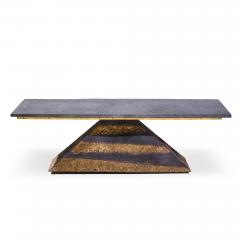 Paul Evans Paul Evans Mid Century Welded Enameled Steel Gold Leaf and Slate Coffee Table - 4546134