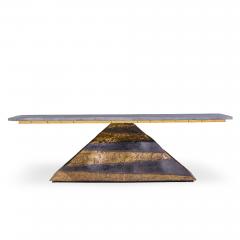 Paul Evans Paul Evans Mid Century Welded Enameled Steel Gold Leaf and Slate Coffee Table - 4546143