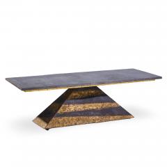 Paul Evans Paul Evans Mid Century Welded Enameled Steel Gold Leaf and Slate Coffee Table - 4546198