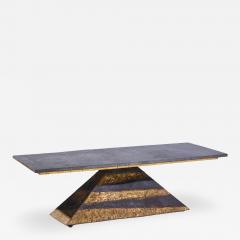 Paul Evans Paul Evans Mid Century Welded Enameled Steel Gold Leaf and Slate Coffee Table - 4546200