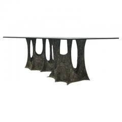 Paul Evans Paul Evans PE 102 Sculpted Bronze Dining Table 1973 Signed  - 3488426