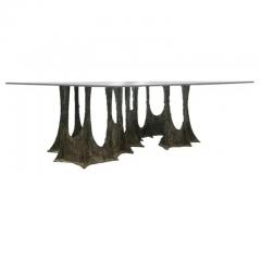 Paul Evans Paul Evans PE 102 Sculpted Bronze Dining Table 1973 Signed  - 3488427