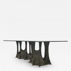 Paul Evans Paul Evans PE 102 Sculpted Bronze Dining Table 1973 Signed  - 3489367