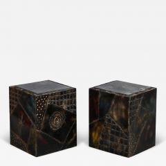 Paul Evans Paul Evans PE 20 Cube Side Tables Inset Slate Oxidized Steel Bronze Signed - 2952439