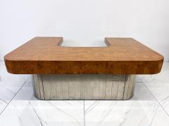 Paul Evans Paul Evans Patchwork Burl and Steel Cityscape Executive Desk 1970s - 4056031