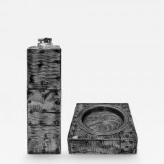 Paul Evans Paul Evans Patchwork Lighter and Ashtray in Etched Aluminum 1970 - 3393777