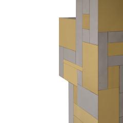 Paul Evans Paul Evans Rare Sculpture Pedestal in Polished Brass and Chrome 1970s Signed  - 4154732