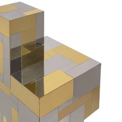 Paul Evans Paul Evans Rare Sculpture Pedestal in Polished Brass and Chrome 1970s Signed  - 4154739
