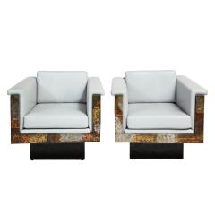 Paul Evans Paul Evans Rare and Exceptional Pair of Patchwork Cube Lounge Chairs 1970s - 2508374