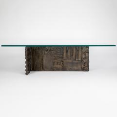 Paul Evans Paul Evans Rectangular Coffee Table in Sculptured Bronze 1970 Signed  - 1950298