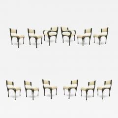 Paul Evans Paul Evans Set of Twelve Brutalist Sculpted Bronze Dining Chairs USA 1970 - 4335270