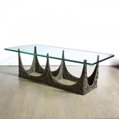 Paul Evans Paul Evans Signed Dated Rectangular Sculpted Bronze and Glass Cocktail Table - 2551508