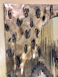 Paul Evans Paul Evans Style Brutalist Artisan Wall Mirror with Welded Rods - 2980863