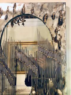 Paul Evans Paul Evans Style Brutalist Artisan Wall Mirror with Welded Rods - 2980864