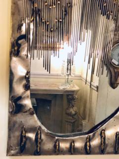 Paul Evans Paul Evans Style Brutalist Artisan Wall Mirror with Welded Rods - 2980865