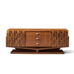 Paul Evans Paul Evans Style Canadian Brutalist Walnut 9 Drawer Pedestal Lowboy Dresser - 4721236