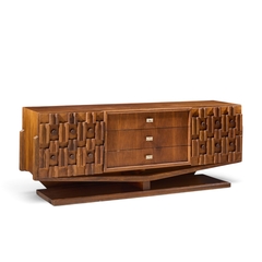 Paul Evans Paul Evans Style Canadian Brutalist Walnut 9 Drawer Pedestal Lowboy Dresser - 4727900