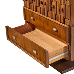 Paul Evans Paul Evans Style Canadian Brutalist Walnut Pedestal Armoire Highboy Dresser - 4721305