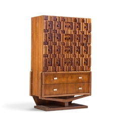 Paul Evans Paul Evans Style Canadian Brutalist Walnut Pedestal Armoire Highboy Dresser - 4727902